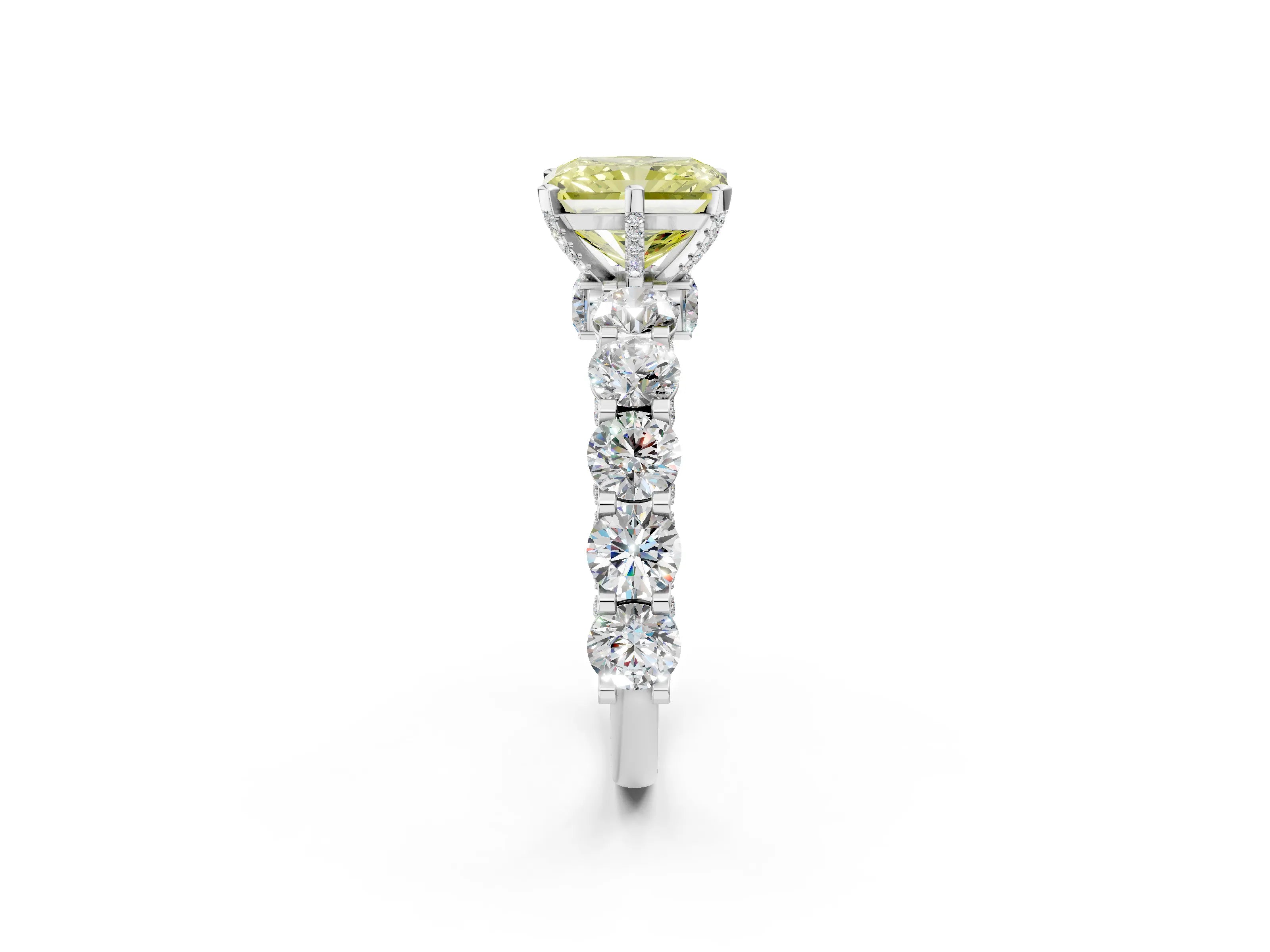 White gold Fancy Yellow Radiant Cut Diamond Side Stone Engagement Ring with Four-Prong Setting_38