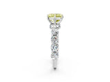White gold Fancy Yellow Radiant Cut Diamond Side Stone Engagement Ring with Four-Prong Setting_38