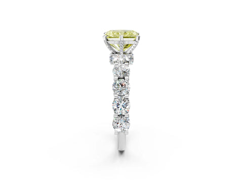 White gold Fancy Yellow Radiant Cut Diamond Side Stone Engagement Ring with Four-Prong Setting_38