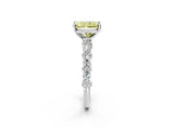White gold Fancy Yellow Radiant Cut Diamond Side Stone Solitaire Ring with Round  and Four-Prong Setting_150