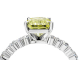 White gold Fancy Yellow Radiant Cut Diamond Side Stone Solitaire Ring with Round  and Four-Prong Setting_152