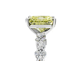 White gold Fancy Yellow Radiant Cut Diamond Side Stone Solitaire Ring with Round  and Four-Prong Setting_154
