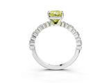 White gold Fancy Yellow Radiant Cut Diamond Side Stone Solitaire Ring with Round  and Four-Prong Setting_157