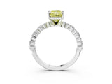 White gold Fancy Yellow Radiant Cut Diamond Side Stone Solitaire Ring with Round  and Four-Prong Setting_27