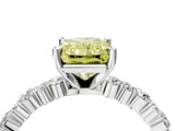 White gold Fancy Yellow Radiant Cut Diamond Side Stone Solitaire Ring with Round  and Four-Prong Setting_28