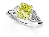 White gold Fancy Yellow Radiant Cut Diamond Solitaire Celtic Knot Ring with Four-Prong Setting_54