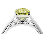 White gold Fancy Yellow Radiant Cut Diamond Solitaire Engagement Ring with Cathedral Setting and Four-Prong Mount_4