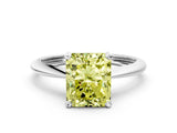 White gold Fancy Yellow Radiant Cut Diamond Solitaire Engagement Ring with Classic Band and Four-Prong Setting_12
