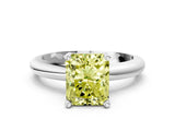 White gold Fancy Yellow Radiant Cut Diamond Solitaire Engagement Ring with Round Band and Four-Prong Setting_162