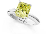 White gold Fancy Yellow Radiant Cut Diamond Solitaire Engagement Ring with Round Band and Four-Prong Setting_163