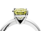 White gold Fancy Yellow Radiant Cut Diamond Solitaire Engagement Ring with Round Band and Four-Prong Setting_166