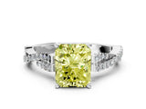 White gold Fancy Yellow Radiant Cut Diamond Solitaire Engagement Ring with Twisted Pavé Band and Four-Prong Setting_92