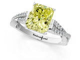 White gold Fancy Yellow Radiant Cut Diamond Solitaire Engagement Ring with Twisted Pavé Band and Four-Prong Setting_93