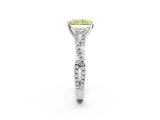 White gold Fancy Yellow Radiant Cut Diamond Solitaire Engagement Ring with Twisted Pavé Band and Four-Prong Setting_94