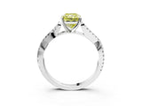 White gold Fancy Yellow Radiant Cut Diamond Solitaire Engagement Ring with Twisted Pavé Band and Four-Prong Setting_95