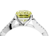White gold Fancy Yellow Radiant Cut Diamond Solitaire Engagement Ring with Twisted Pavé Band and Four-Prong Setting_96