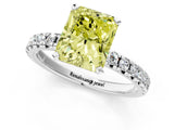 White gold Fancy Yellow Radiant Cut Diamond Solitaire Pavé Engagement Ring with Round Band and Prong Setting_14