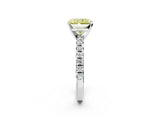 White gold Fancy Yellow Radiant Cut Diamond Solitaire Pavé Engagement Ring with Round Band and Prong Setting_15