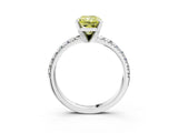 White gold Fancy Yellow Radiant Cut Diamond Solitaire Pavé Engagement Ring with Round Band and Prong Setting_16