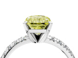 White gold Fancy Yellow Radiant Cut Diamond Solitaire Pavé Engagement Ring with Round Band and Prong Setting_17