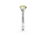 White gold Fancy Yellow Radiant Cut Diamond Solitaire Pavé Engagement Ring with Round Band and Prong Setting_81