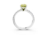 White gold Fancy Yellow Radiant Cut Diamond Solitaire Pavé Engagement Ring with Round Band and Prong Setting_82