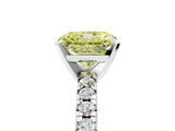 White gold Fancy Yellow Radiant Cut Diamond Solitaire Pavé Engagement Ring with Round Band and Prong Setting_84