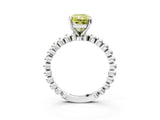 White gold Fancy Yellow Radiant Cut Diamond Solitaire Ring with Beaded Band and Prong Setting_415