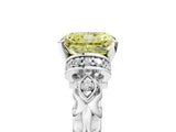 White gold Fancy Yellow Radiant Cut Diamond Solitaire Ring with Filigree Band and Four-Prong Setting_63