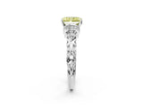 White gold Fancy Yellow Radiant Cut Diamond Solitaire Ring with Filigree Band and Four-Prong Setting_64