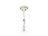 White gold Fancy Yellow Radiant Cut Diamond Solitaire Ring with Flower Prong Setting and Classic Band_16