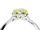 White gold Fancy Yellow Radiant Cut Diamond Solitaire Ring with Flower Prong Setting and Classic Band_54