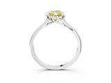White gold Fancy Yellow Radiant Cut Diamond Solitaire Ring with Flower Prong Setting and Classic Band_90