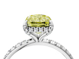 White gold Fancy Yellow Radiant Cut Diamond Solitaire Ring with Four-Prong Setting and Pavé Band_7