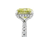 White gold Fancy Yellow Radiant Cut Diamond Solitaire Ring with Four-Prong Setting and Pavé Band_8