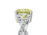White gold Fancy Yellow Radiant Cut Diamond Solitaire Ring with Four-Prong Setting and Twisted Pavé Band_75
