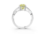 White gold Fancy Yellow Radiant Cut Diamond Solitaire Ring with Four-Prong Setting and Twisted Pavé Band_83
