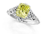 White gold Fancy Yellow Radiant Cut Diamond Solitaire Ring with Hidden Halo and Pavé Band_40