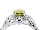 White gold Fancy Yellow Radiant Cut Diamond Solitaire Ring with Hidden Halo and Pavé Band_43