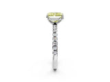 White gold Fancy Yellow Radiant Cut Diamond Solitaire Ring with Pavé Band and Four-Prong Setting_58