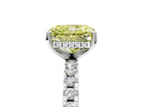 White gold Fancy Yellow Radiant Cut Diamond Solitaire Ring with Pavé Band and Four-Prong Setting_61