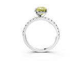 White gold Fancy Yellow Radiant Cut Diamond Solitaire Ring with Pavé Band and Four-Prong Setting_65