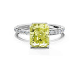 White gold Fancy Yellow Radiant Cut Diamond Solitaire Ring with Pavé Band and Hidden Halo_32