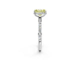 White gold Fancy Yellow Radiant Cut Diamond Solitaire Ring with Pavé Band and Hidden Halo_34