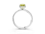 White gold Fancy Yellow Radiant Cut Diamond Solitaire Ring with Pavé Band and Hidden Halo_35