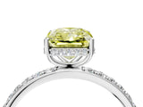 White gold Fancy Yellow Radiant Cut Diamond Solitaire Ring with Pavé Band and Hidden Halo_36