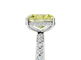 White gold Fancy Yellow Radiant Cut Diamond Solitaire Ring with Pavé Band and Hidden Halo_37