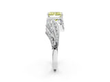 White gold Fancy Yellow Radiant Cut Diamond Solitaire Ring with Prong Setting and Twisted Pavé Band_14