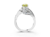 White gold Fancy Yellow Radiant Cut Diamond Solitaire Ring with Prong Setting and Twisted Pavé Band_15