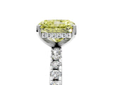 White gold Fancy Yellow Radiant Cut Diamond Solitaire Ring with Round  Pavé Band and Four-Prong Setting_77